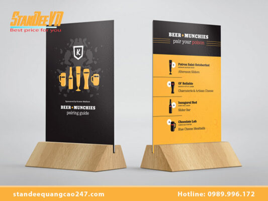 Standee chân gỗ để bàn